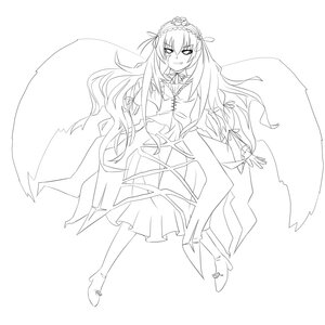 Rating: Safe Score: 0 Tags: 1girl boots dress full_body greyscale hairband image lineart long_hair long_sleeves looking_at_viewer monochrome ribbon smile solo striped suigintou vertical_stripes very_long_hair User: admin
