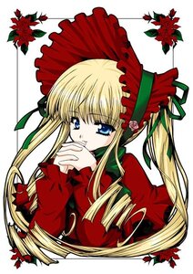 Rating: Safe Score: 0 Tags: 1girl auto_tagged blonde_hair blue_eyes bonnet bow drill_hair flower green_bow image long_hair long_sleeves looking_at_viewer own_hands_together red_flower red_rose rose shinku sidelocks simple_background solo twintails upper_body white_background User: admin
