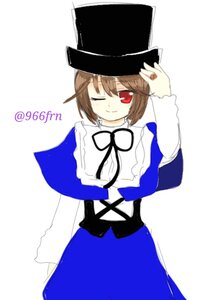 Rating: Safe Score: 0 Tags: 1girl ;) brown_hair capelet hat image long_sleeves one_eye_closed red_eyes ribbon short_hair smile solo souseiseki striped top_hat usami_renko User: admin