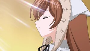 Rating: Safe Score: 0 Tags: 1girl bangs brown_hair closed_eyes closed_mouth eyebrows_visible_through_hair frills from_side image long_hair portrait profile simple_background smile solo suiseiseki User: admin