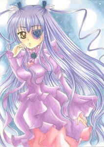 Rating: Safe Score: 0 Tags: 1girl barasuishou brooch colored_pencil_(medium) dress eyepatch frills hair_ribbon image long_hair long_sleeves marker_(medium) pastel_(medium) purple_hair ribbon solo traditional_media very_long_hair watercolor_(medium) yellow_eyes User: admin