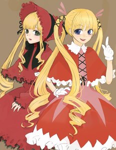 Rating: Safe Score: 0 Tags: 2girls auto_tagged blonde_hair blue_eyes bonnet bow capelet dress drill_hair frills gloves image long_hair long_sleeves looking_at_viewer multiple_girls red_dress shinku simple_background solo twin_drills twintails very_long_hair User: admin