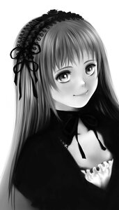 Rating: Safe Score: 0 Tags: 1girl bangs closed_mouth greyscale hairband highres image lolita_hairband long_hair looking_at_viewer monochrome rozen_maiden simple_background smile solo suigintou toshi_hiroshi upper_body white_background User: admin