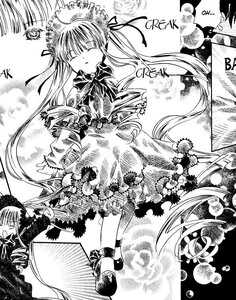 Rating: Safe Score: 0 Tags: 1girl auto_tagged bonnet closed_eyes dress drill_hair greyscale image long_hair long_sleeves monochrome shinku solo standing suigintou twintails very_long_hair User: admin