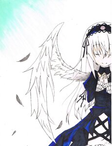 Rating: Safe Score: 0 Tags: 1girl bangs black_dress black_ribbon black_wings closed_eyes closed_mouth dress eyebrows_visible_through_hair feathered_wings feathers flower frills hairband image juliet_sleeves long_hair long_sleeves own_hands_together ribbon rose smile solo suigintou very_long_hair white_background wings User: admin
