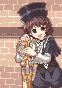 Rating: Safe Score: 0 Tags: 1girl :d against_wall brick_wall brown_hair dress frills green_eyes hat image long_sleeves looking_at_viewer open_mouth ribbon short_hair smile solo souseiseki top_hat User: admin