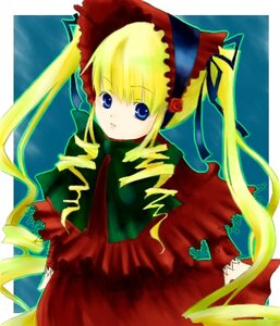 Rating: Safe Score: 0 Tags: 1girl blonde_hair blue_eyes bonnet bow bowtie cowboy_shot dress drill_hair frills green_bow image long_hair long_sleeves looking_at_viewer red_dress shinku simple_background solo standing twin_drills twintails very_long_hair User: admin