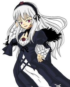 Rating: Safe Score: 0 Tags: 1girl black_dress detached_collar dress flower frilled_sleeves frills hairband image juliet_sleeves long_hair long_sleeves looking_at_viewer open_mouth pink_eyes puffy_sleeves rose silver_hair simple_background smile solo suigintou white_background wings User: admin