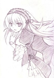 Rating: Safe Score: 0 Tags: 1girl :d dress frilled_sleeves frills hairband image lolita_hairband long_hair long_sleeves looking_at_viewer monochrome open_mouth ribbon simple_background smile solo suigintou very_long_hair white_background wings User: admin