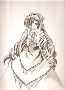 Rating: Safe Score: 0 Tags: 1girl apron dress frills image long_hair looking_at_viewer monochrome puffy_short_sleeves puffy_sleeves ribbon short_sleeves simple_background solo striped suiseiseki vertical_stripes very_long_hair waist_apron User: admin