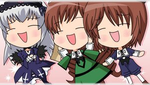 Rating: Safe Score: 0 Tags: 3girls blush brown_hair chibi closed_eyes dress image long_hair long_sleeves multiple multiple_girls open_mouth silver_hair smile suigintou tagme wings User: admin