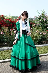 Rating: Safe Score: 0 Tags: 1girl brown_hair day dress flower green_dress outdoors solo suiseiseki User: admin