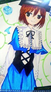 Rating: Safe Score: 0 Tags: 1girl blue_dress bow dress frills green_eyes hat heterochromia image long_sleeves looking_at_viewer marker_(medium) red_eyes ribbon short_hair smile solo souseiseki traditional_media watercolor_(medium) User: admin