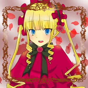 Rating: Safe Score: 0 Tags: 1girl blonde_hair blue_eyes blush bow drill_hair flower image long_hair open_mouth pink_bow rose shinku sidelocks solo twintails User: admin