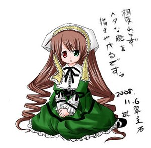 Rating: Safe Score: 0 Tags: 1girl brown_hair dress drill_hair frills full_body green_dress green_eyes hat heterochromia image long_hair long_sleeves looking_at_viewer red_eyes simple_background sitting solo suiseiseki twin_drills twintails very_long_hair white_background User: admin