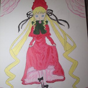 Rating: Safe Score: 0 Tags: 1girl black_footwear blonde_hair blue_eyes bonnet bow bowtie dress full_body green_bow image long_hair long_sleeves looking_at_viewer red_dress shinku shoes simple_background solo standing twintails very_long_hair User: admin