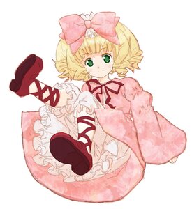 Rating: Safe Score: 0 Tags: 1girl blonde_hair bloomers bow dress frills full_body green_eyes hair_bow hina_ichigo hinaichigo image long_sleeves looking_at_viewer pink_bow pink_dress puffy_sleeves ribbon shoe_soles shoes short_hair smile solo underwear white_bloomers User: admin