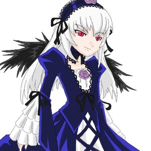 Rating: Safe Score: 0 Tags: 1girl black_wings dress flower frills hairband image long_hair long_sleeves looking_at_viewer pink_eyes ribbon rose silver_hair simple_background solo suigintou white_background wings User: admin