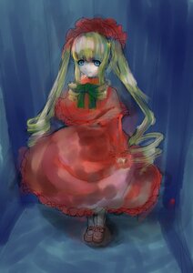 Rating: Safe Score: 0 Tags: 1girl blonde_hair blue_eyes bonnet bow bowtie dress drill_hair full_body green_bow image long_hair long_sleeves looking_at_viewer red_dress shinku shoes sitting solo standing twintails very_long_hair User: admin