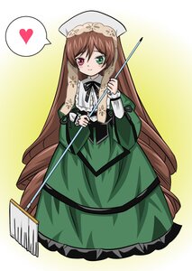 Rating: Safe Score: 0 Tags: 1girl auto_tagged brown_hair dress green_eyes hat heart heterochromia image long_hair long_sleeves red_eyes solo spoken_heart suiseiseki very_long_hair watering_can User: admin