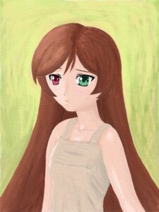Rating: Safe Score: 0 Tags: 1girl bangs bare_shoulders blush brown_hair dress green_background green_eyes heterochromia image long_hair looking_at_viewer looking_back red_eyes solo striped_background suiseiseki upper_body User: admin