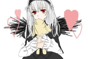 Rating: Safe Score: 0 Tags: 1girl bangs black_wings dress flower frills hairband heart image long_hair long_sleeves looking_at_viewer red_eyes ribbon rose simple_background solo suigintou white_background wings User: admin