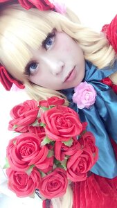 Rating: Safe Score: 0 Tags: 1girl bangs blonde_hair blue_eyes bouquet closed_mouth drill_hair flower lips long_hair looking_at_viewer pink_flower pink_rose purple_rose red_flower red_rose rose shinku simple_background solo twin_drills white_rose User: admin