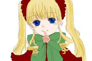 Rating: Safe Score: 0 Tags: 1girl bangs blonde_hair blue_eyes bow bowtie drill_hair flower green_bow image long_hair long_sleeves looking_at_viewer pink_rose rose shinku sidelocks simple_background smile solo twin_drills twintails upper_body white_background yellow_background User: admin