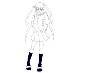 Rating: Safe Score: 0 Tags: 1girl barasuishou full_body greyscale hair_ribbon image kneehighs long_hair monochrome mouth_hold ribbon skirt solo User: admin