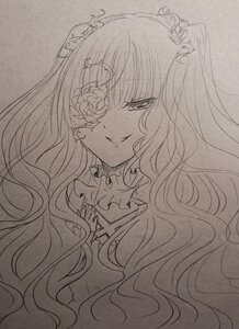 Rating: Safe Score: 0 Tags: 1girl choker eyepatch flower frills greyscale image kirakishou lineart long_hair looking_at_viewer monochrome smile solo traditional_media two_side_up upper_body wavy_hair User: admin