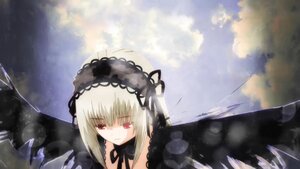 Rating: Safe Score: 0 Tags: 1girl black_ribbon closed_mouth cloud dress hairband image long_hair looking_at_viewer red_eyes ribbon silver_hair sky solo suigintou wings User: admin