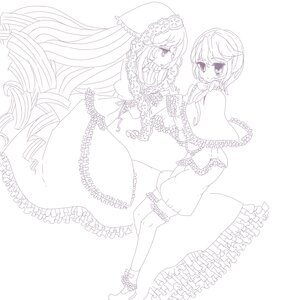 Rating: Safe Score: 0 Tags: 2girls bow dress frills image lineart long_hair monochrome multiple_girls pair short_hair souseiseki striped suiseiseki vertical_stripes very_long_hair User: admin