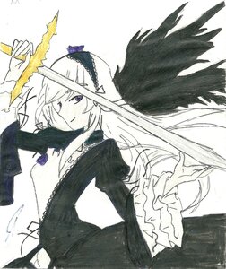 Rating: Safe Score: 0 Tags: 1girl black_wings blue_flower blue_rose dress flower frilled_sleeves frills hairband image long_hair long_sleeves looking_at_viewer rose signature smile solo suigintou traditional_media very_long_hair wide_sleeves wings User: admin