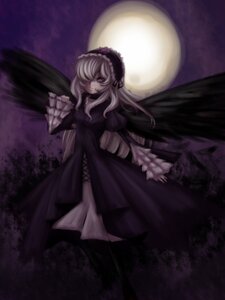 Rating: Safe Score: 0 Tags: 1girl auto_tagged black_wings dress flower frills full_moon hairband image long_hair long_sleeves looking_at_viewer moon night purple_eyes rose silver_hair solo suigintou wings User: admin