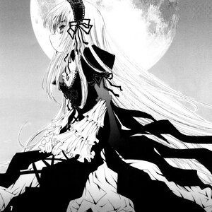 Rating: Safe Score: 0 Tags: 1girl dress frills full_moon greyscale hairband image joints long_hair long_sleeves monochrome moon night profile sitting solo suigintou very_long_hair User: admin