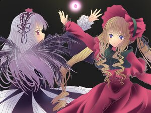 Rating: Safe Score: 0 Tags: 2girls blonde_hair blue_eyes bonnet dress drill_hair flower hairband image long_hair long_sleeves multiple_girls pair red_dress ribbon rose shinku silver_hair suigintou twintails very_long_hair wings User: admin