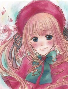 Rating: Safe Score: 0 Tags: 1girl blonde_hair blue_eyes blush bonnet drill_hair flower hat image long_hair looking_at_viewer marker_(medium) photo pink_flower pink_rose red_rose ribbon rose shinku smile solo traditional_media twintails upper_body User: admin