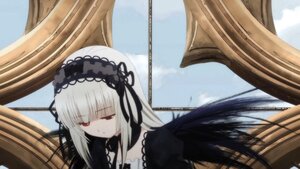 Rating: Safe Score: 0 Tags: 1girl bangs black_ribbon black_wings detached_collar dress flower frills hairband image long_hair long_sleeves red_eyes silver_hair sky solo suigintou wings User: admin