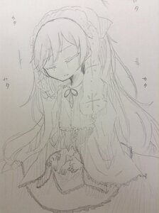 Rating: Safe Score: 0 Tags: 1girl closed_eyes dress eighth_note image long_hair monochrome musical_note sketch solo suiseiseki traditional_media very_long_hair User: admin