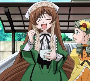 Rating: Safe Score: 0 Tags: 2girls brown_hair closed_eyes cup dress drill_hair green_dress green_eyes green_hair hat head_scarf image kanaria long_hair long_sleeves multiple_girls open_mouth pair siblings sisters smile suiseiseki twins watering_can User: admin