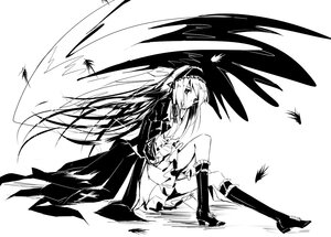 Rating: Safe Score: 0 Tags: 1girl boots dress full_body greyscale hairband high_heel_boots image knee_boots long_hair long_sleeves looking_at_viewer monochrome sitting solo suigintou very_long_hair white_background wings User: admin