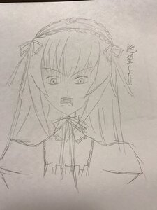 Rating: Safe Score: 0 Tags: 1girl greyscale hairband image long_hair monochrome open_mouth ribbon simple_background sketch solo suigintou tears traditional_media upper_body white_background User: admin