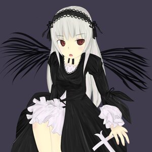 Rating: Safe Score: 0 Tags: 1girl :o black_dress black_ribbon black_wings dress frills hairband image long_hair long_sleeves looking_at_viewer open_mouth red_eyes ribbon silver_hair simple_background solo suigintou wings User: admin