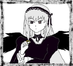 Rating: Safe Score: 0 Tags: 1girl black_wings detached_collar dress frills hairband image long_hair long_sleeves looking_at_viewer monochrome ribbon rose solo suigintou upper_body wings User: admin