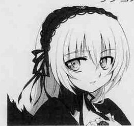 Rating: Safe Score: 0 Tags: 1girl bangs closed_mouth greyscale hair_ribbon hairband image looking_at_viewer monochrome portrait ribbon simple_background smile solo suigintou User: admin