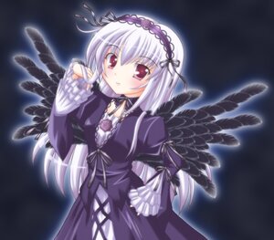 Rating: Safe Score: 0 Tags: 1girl black_ribbon black_wings blush commentary_request dress frills hairband image long_hair long_sleeves looking_at_viewer mugen_xp pink_eyes purple_eyes ribbon rose rozen_maiden silver_hair solo suigintou wings User: admin