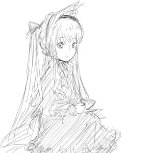 Rating: Safe Score: 0 Tags: 1girl closed_mouth dress eyebrows_visible_through_hair hairband image long_hair long_sleeves looking_at_viewer monochrome shinku simple_background sketch solo striped very_long_hair white_background User: admin