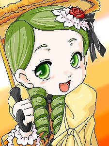 Rating: Safe Score: 0 Tags: 1girl blush flower green_eyes green_hair holding image kanaria microphone open_mouth orange_background rose smile solo upper_body User: admin