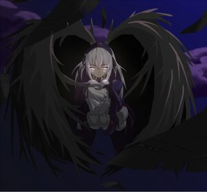 Rating: Safe Score: 0 Tags: 1girl black_wings dress feathers flower frills hairband image long_hair looking_at_viewer rose silver_hair solo suigintou wings User: admin