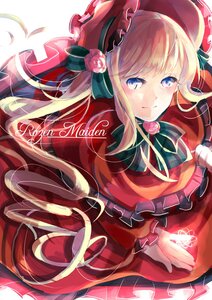 Rating: Safe Score: 0 Tags: 1girl blonde_hair blue_eyes bonnet bow bowtie capelet dress flower hat image long_hair long_sleeves looking_at_viewer pink_flower pink_rose red_capelet red_dress red_headwear rose shinku smile solo User: admin